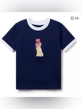 NWT - Janie and Jack Embroidered Americana Dog T-Shirt